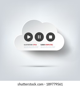 Media play,stop,pause icon.Cloud Computing.