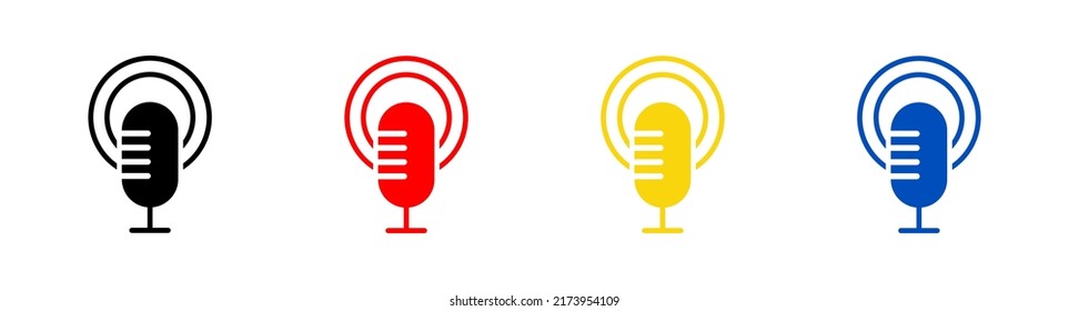 Media podcast icon design vector. Microphone audio music symbol illustration.