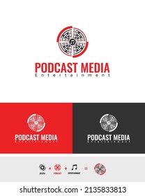 Media podcast, music entertainment, night show, radio station, podcasting logo design