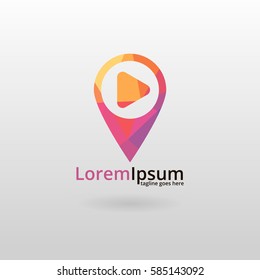 Media point logo. Polygonal logotype