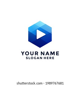 Plantilla de diseño de logotipo de polígono de medios