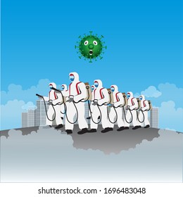 The media praised the collective power of the Covid-19 virus disuinfectant team.