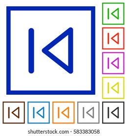 Media prev flat color icons in square frames on white background