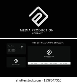 Media production logo template free business card front and back plus envelope template
