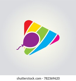 Media rainbow with balloon vector logo. Colorful Creative Vector element