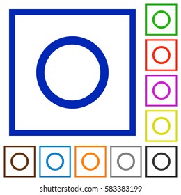 Media record flat color icons in square frames on white background