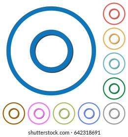 Media record flat color vector icons with shadows in round outlines on white background