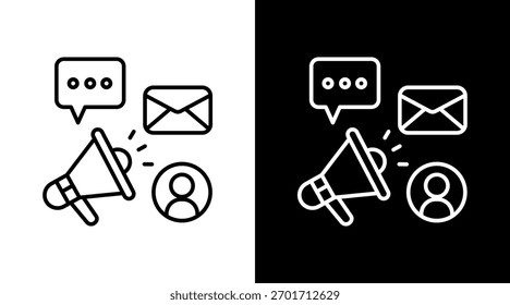 Media Relations White Icon Set Design