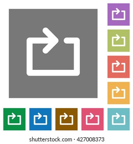 Media repeat flat icon set on color square background.