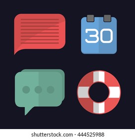 Media represented by Icon set of office and apps concept. Colorfull and flat illustration
