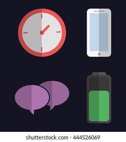 Media represented by Icon set of office and apps concept. Colorfull and flat illustration