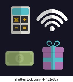 Media represented by Icon set of office and apps concept. Colorfull and flat illustration