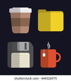 Media represented by Icon set of office and apps concept. Colorfull and flat illustration