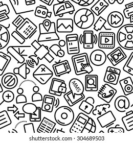 Media Seamless Hand Drawn Icon Pattern 