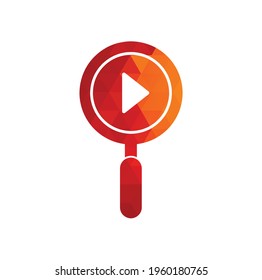 Media search play logo template. Magnifier with play symbol for search music logo design vector. play search button logo vector icon