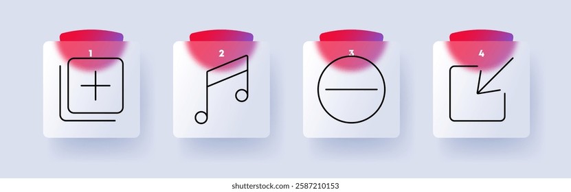 Media set icon. Add content, musical note, minus symbol, insert element, multimedia, sound, UI design, creativity, entertainment, editing