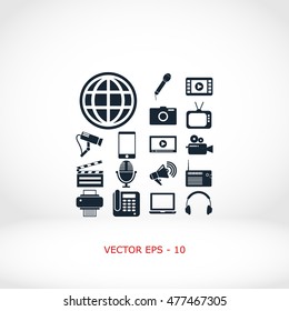 Media set icons, flat design best vector icon