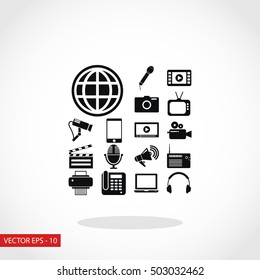 Media set icons, flat design best vector icon