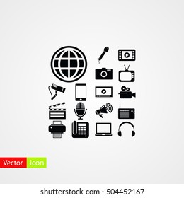 Media set icons, flat design best vector icon