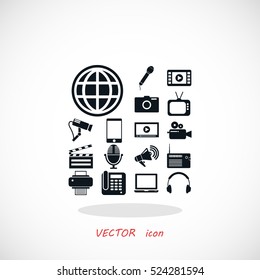 Media set icons, flat design best vector icon