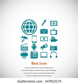 Media set icons, flat design best vector icon