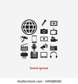 Media set icons, flat design best vector icon