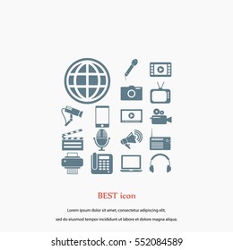 Media set icons, flat design best vector icon