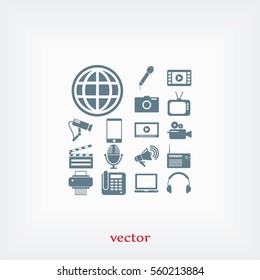 Media set icons, flat design best vector icon