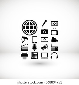 Media set icons, flat design best vector icon