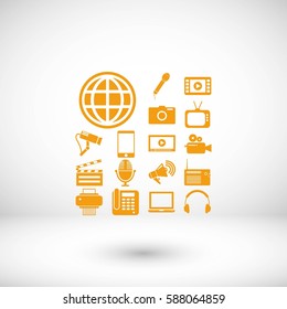 Media set icons, flat design best vector icon
