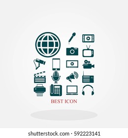 Media set icons, flat design best vector icon