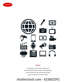 Media set icons, flat design best vector icon