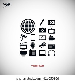 Media set icons, flat design best vector icon