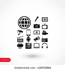 Media set icons, flat design best vector icon