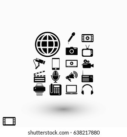 Media set icons, flat design best vector icon