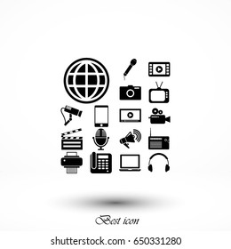 Media set icons, flat design best vector icon