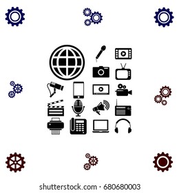 Media set icons, flat design best vector icon