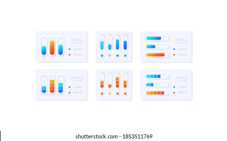 Media settings UI elements kit. Settings panels. Player options isolated vector icon, bar and dashboard template. Web design widget collection for mobile application with light theme interface