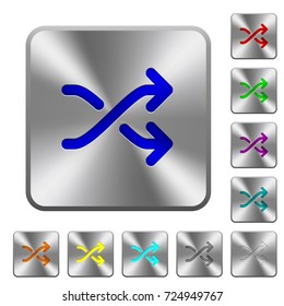 Media shuffle engraved icons on rounded square glossy steel buttons