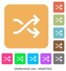 Media shuffle flat icons on rounded square vivid color backgrounds.