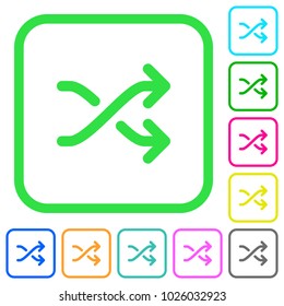 Media shuffle vivid colored flat icons in curved borders on white background