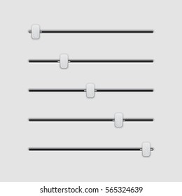 Media slider bar. Gray user interface element. Vector 3d illustration.