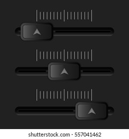 Media slider. Black user interface element. Vector 3d illustration