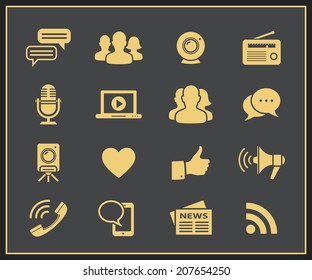 Media and social networks icon set. Vector social network icons