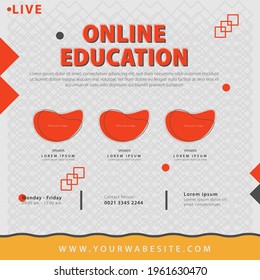 Media social online education template post. Layout for online live webinar, seminar, course, and learning video. Minimal modern and simple style. Electronic Media Vector Illustration
