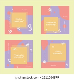 Media social template abstract purple and red background with yellow layer  box