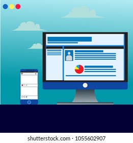 media social and web developer illustration template element background design with sky illustration