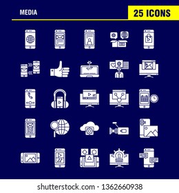 Media Solid Glyph Icon for Web, Print and Mobile UX/UI Kit. Such as: Mobile, Cell, World, Internet, Mobile, Cell, Phone, Mail, Pictogram Pack. - Vector