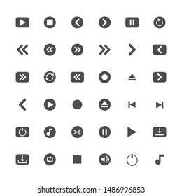 Media solid icon set. Vector and Illustration.