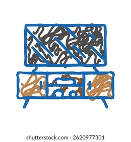 media stand living room doodle icon sketch vector. media stand living room sign. isolated symbol illustration